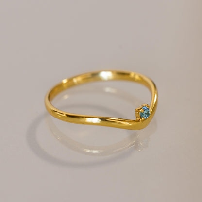Birthstone Drop Curve Ring