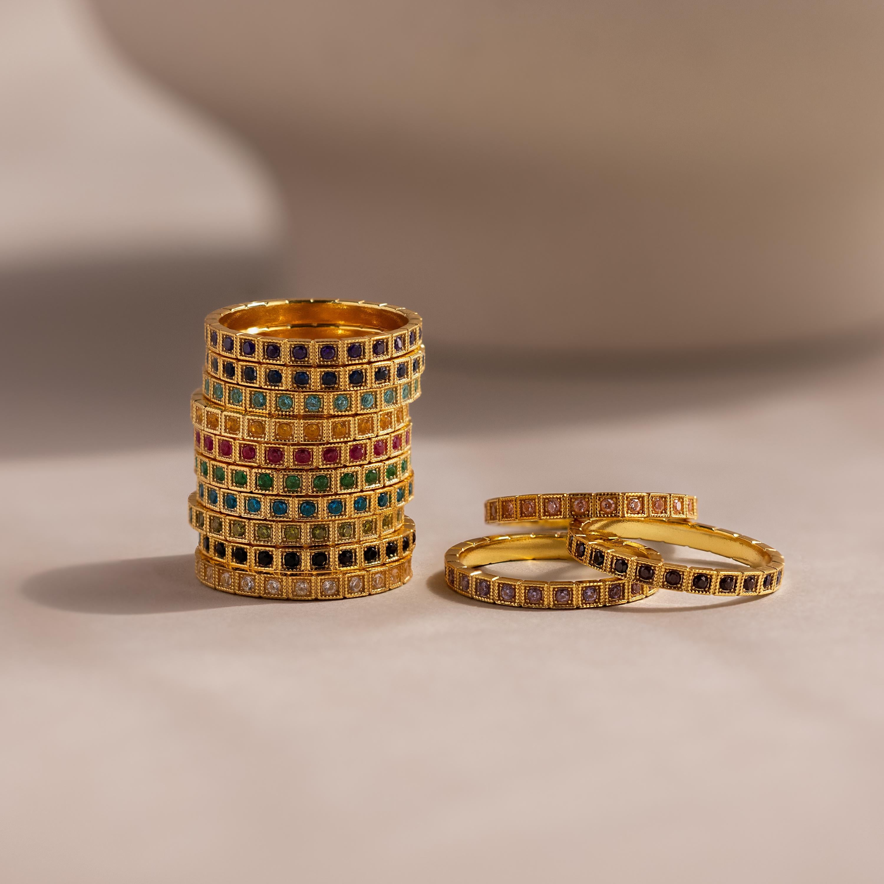 Art Deco Birthstone Eternity Ring