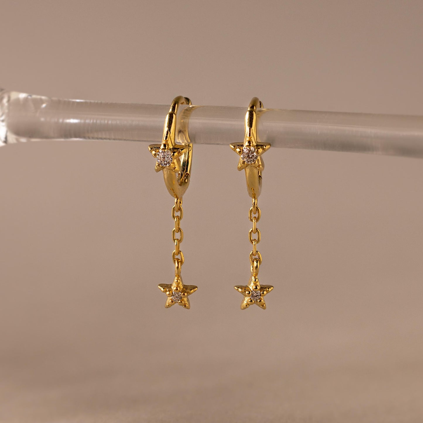 Star Drop Chain Huggies