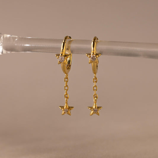 Star Drop Chain Huggies
