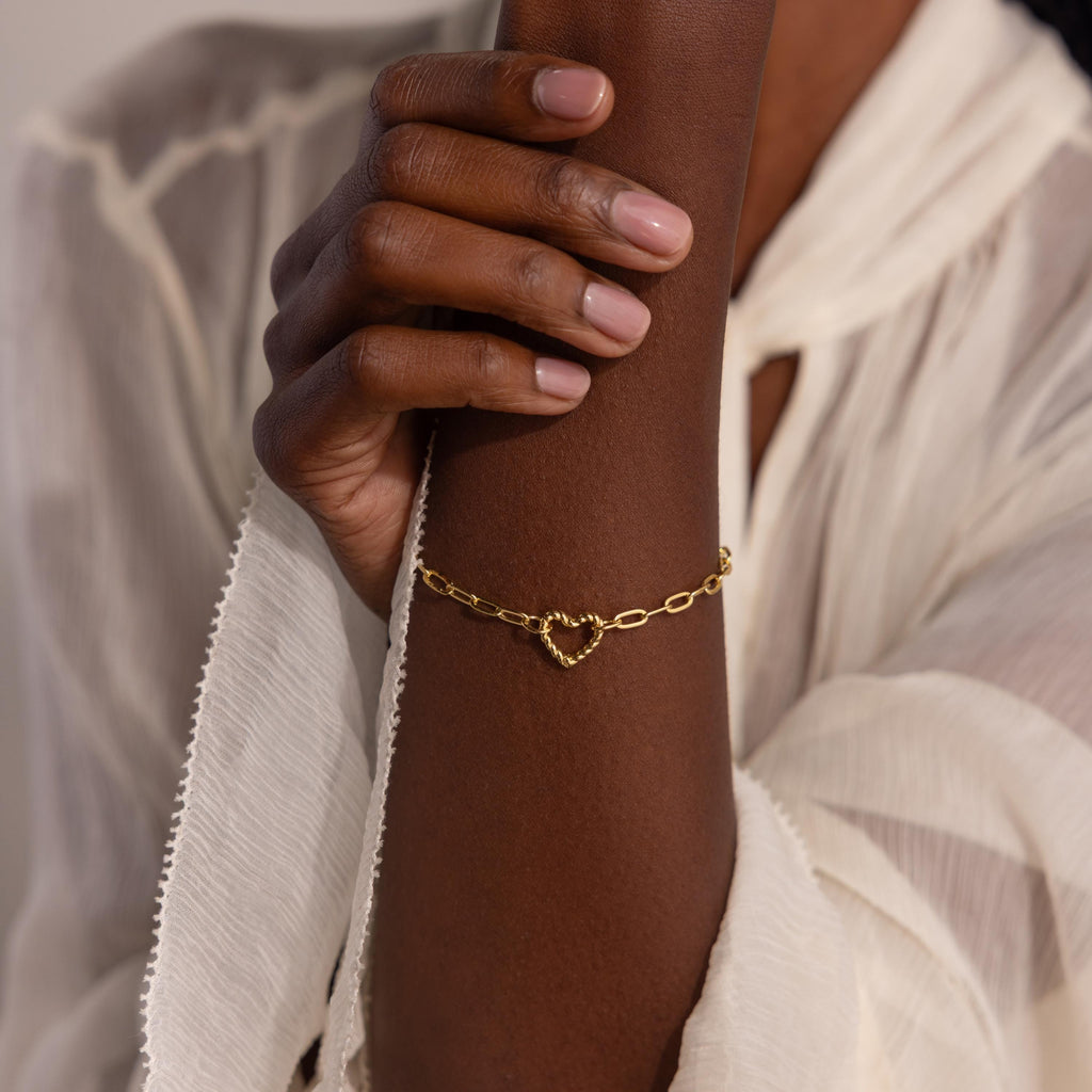 Heart Carabiner Paperclip Bracelet