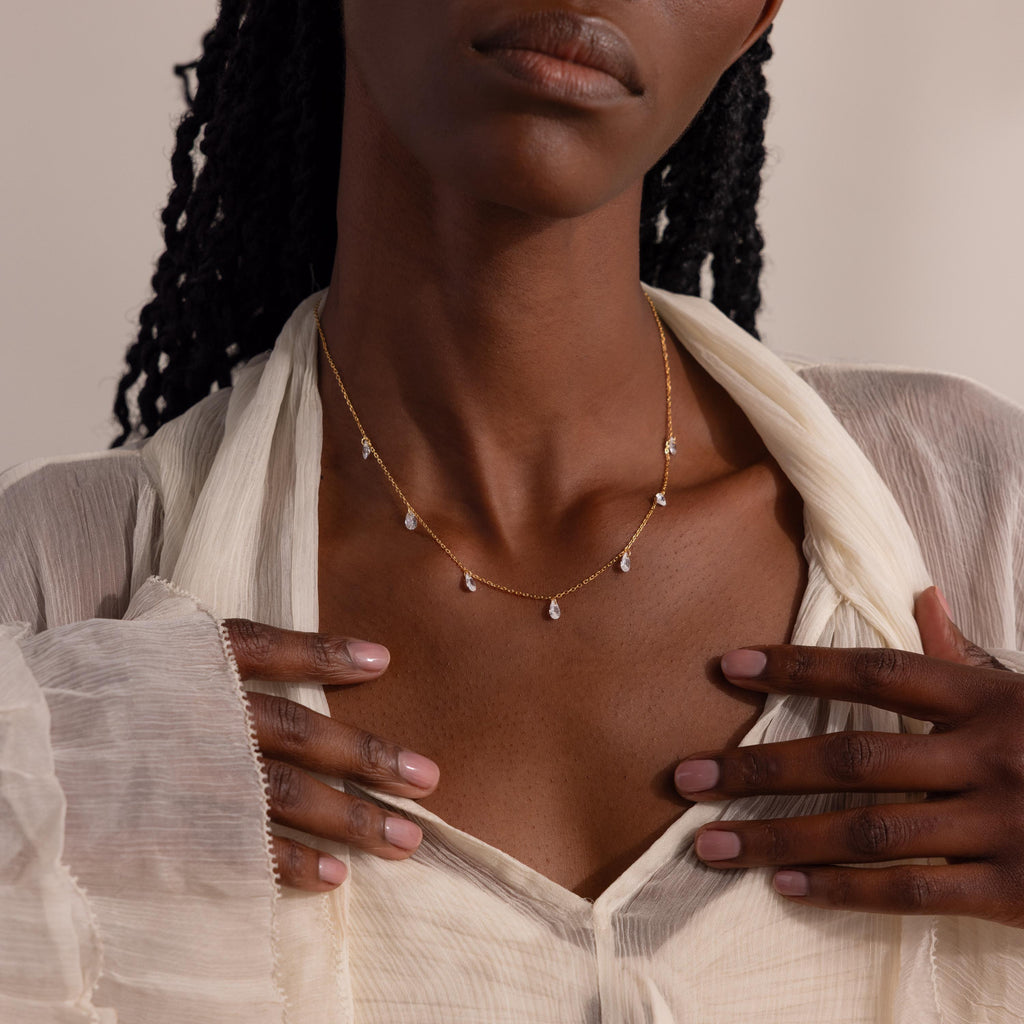 Diamond Drop Station Necklace