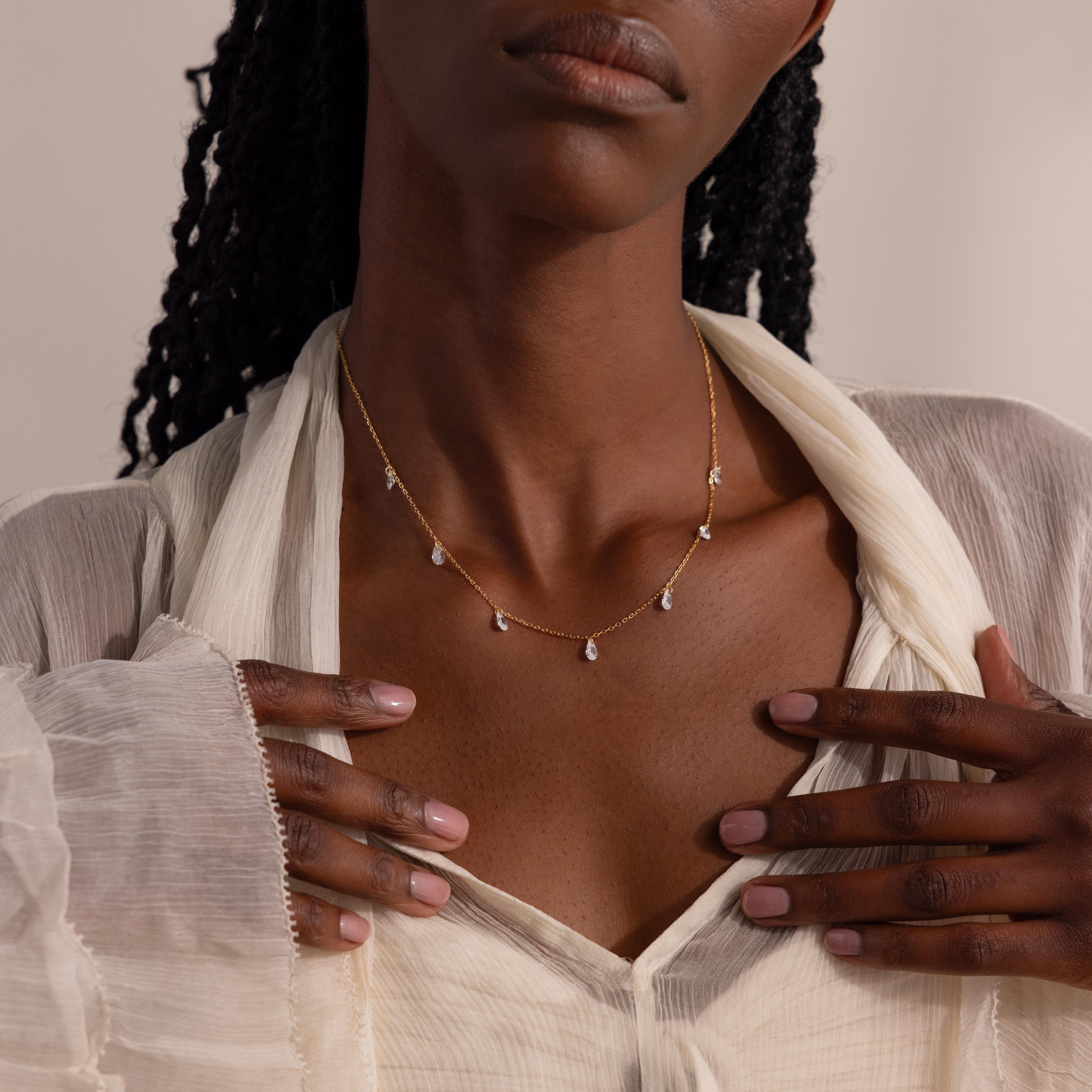 Diamond Drop Station Necklace