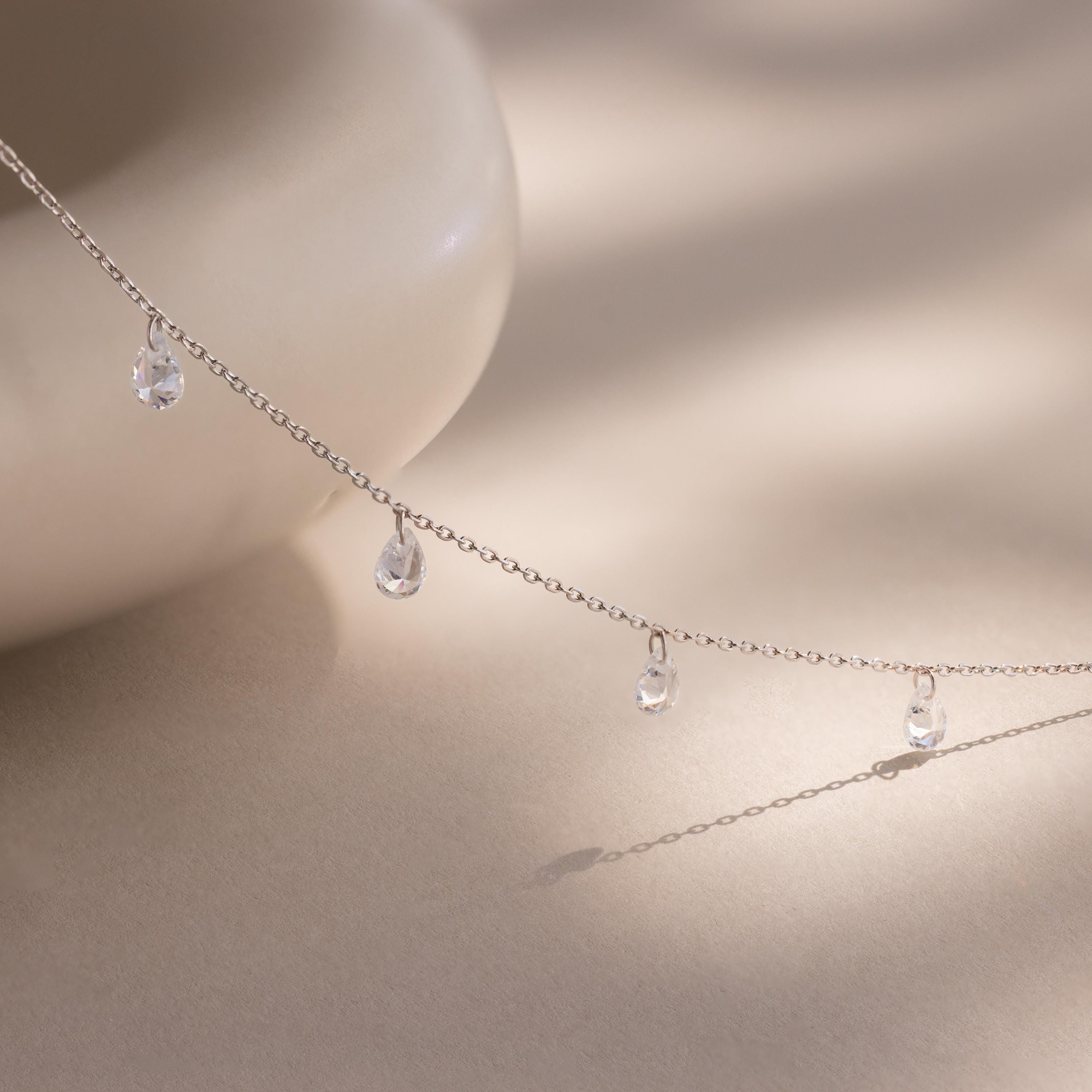 Diamond Drop Station Necklace
