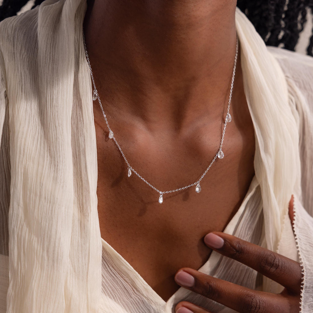 Diamond Drop Station Necklace