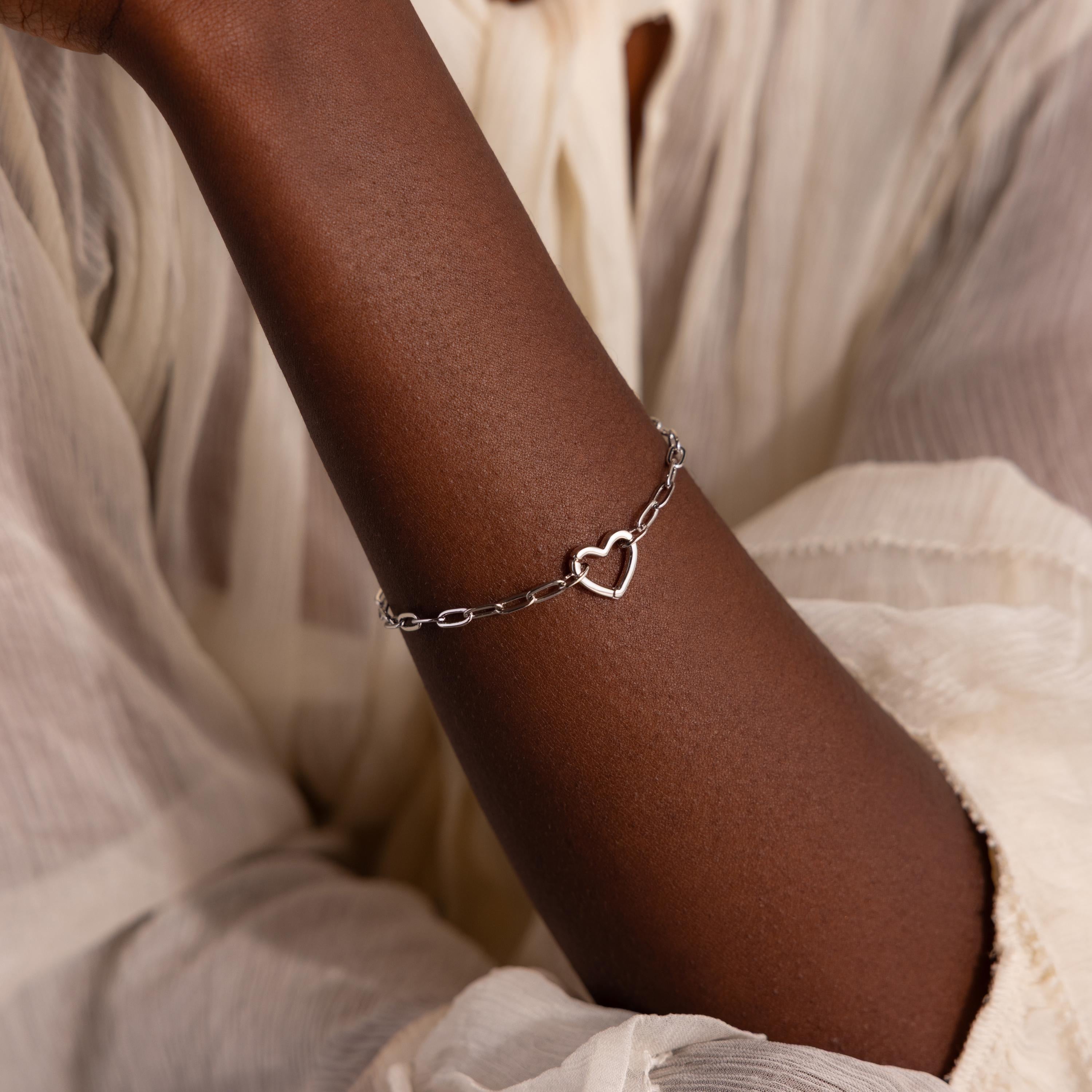 Heart Carabiner Paperclip Bracelet