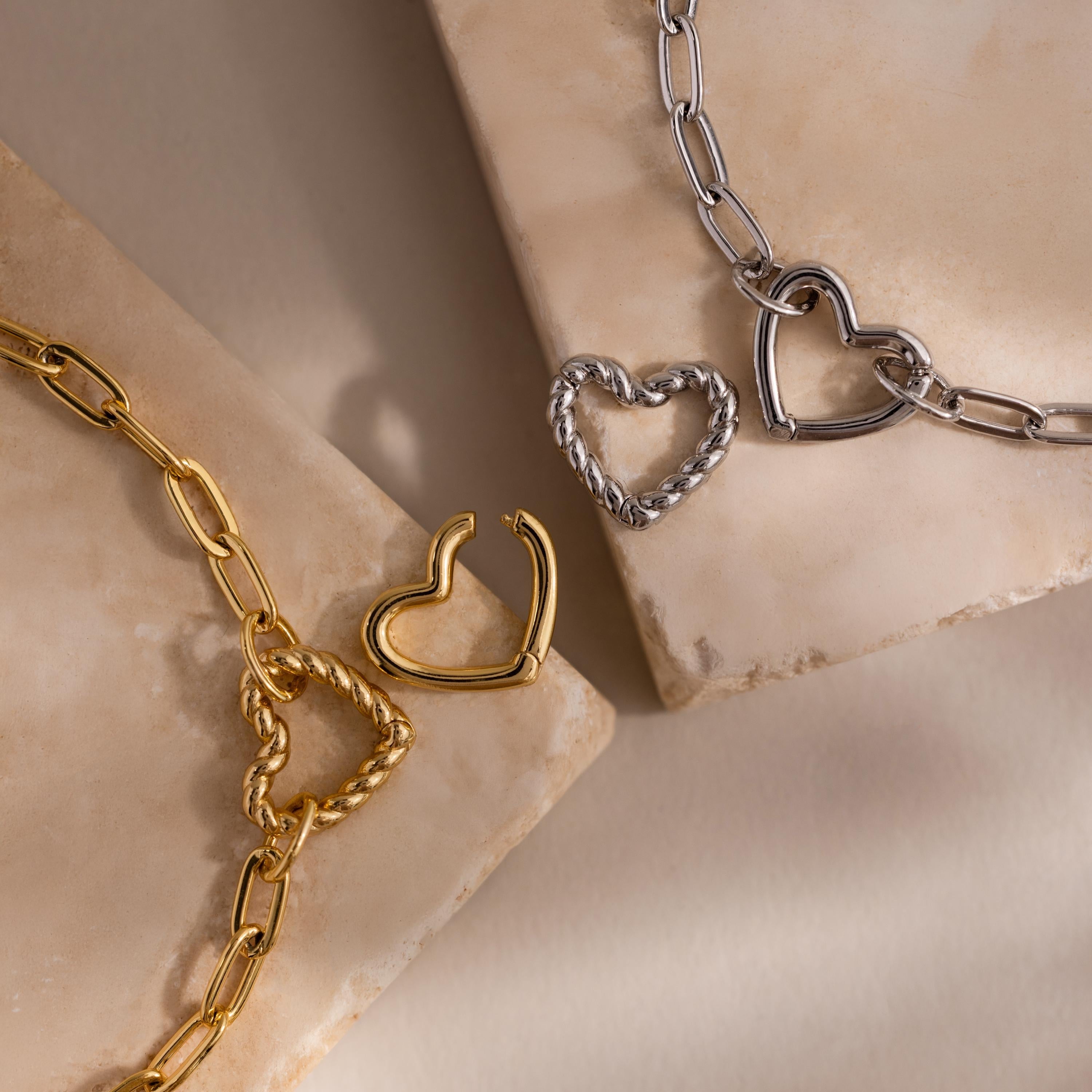 Heart Carabiner Paperclip Bracelet