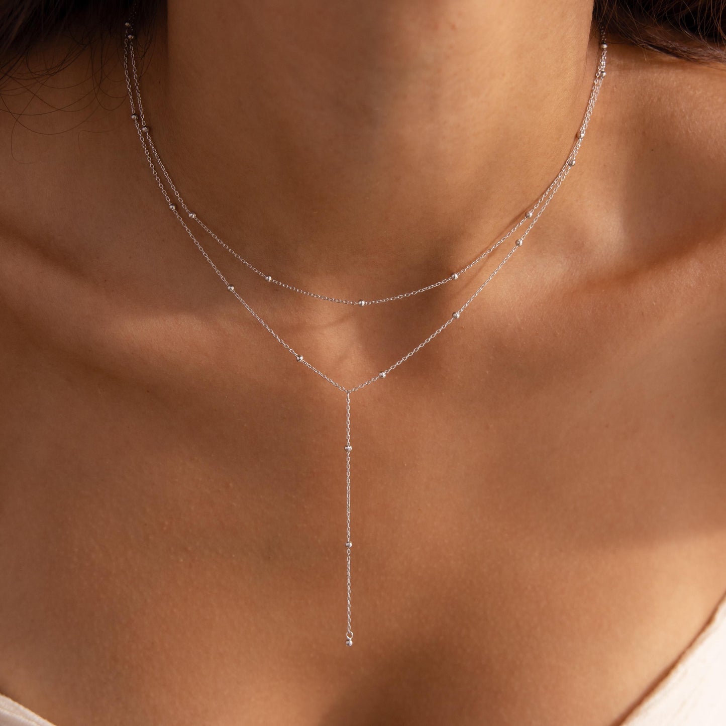 Duo Satellite Lariat Necklace