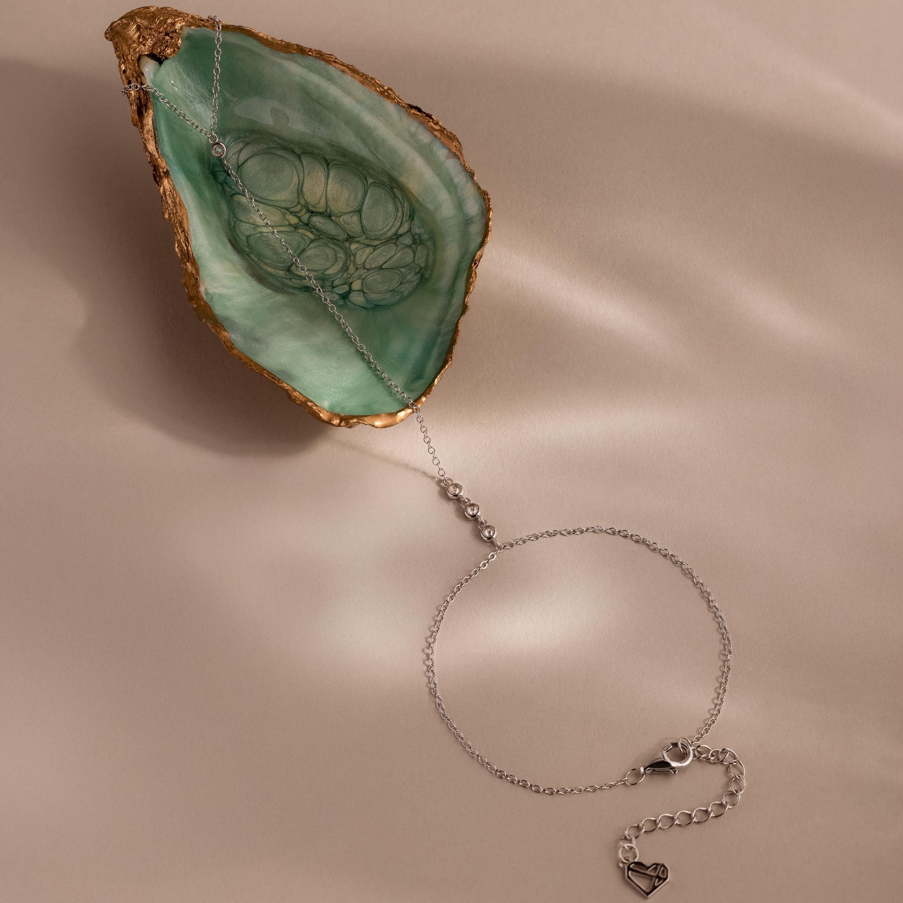 Dainty Diamond Hand Chain Bracelet