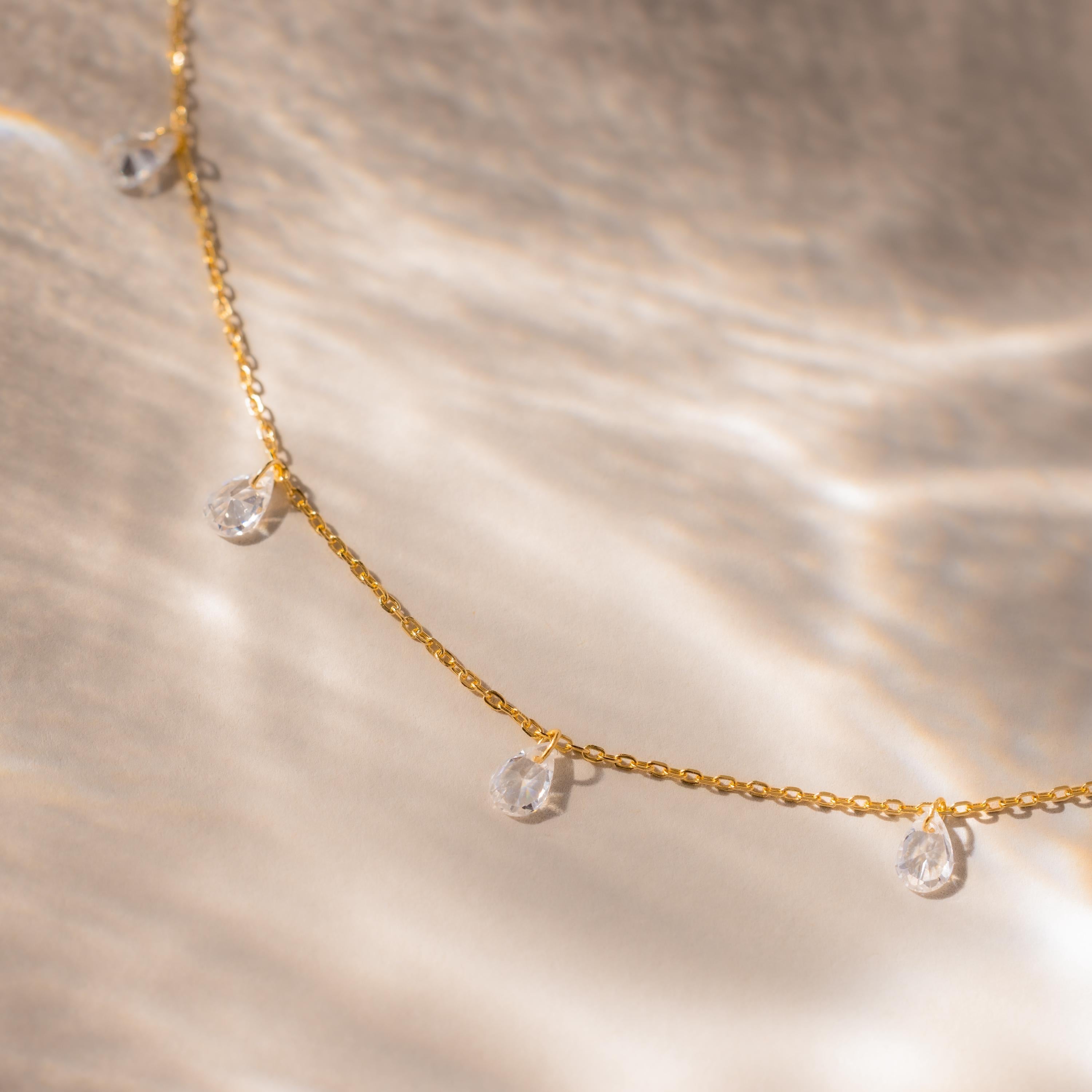 Diamond Drop Station Necklace