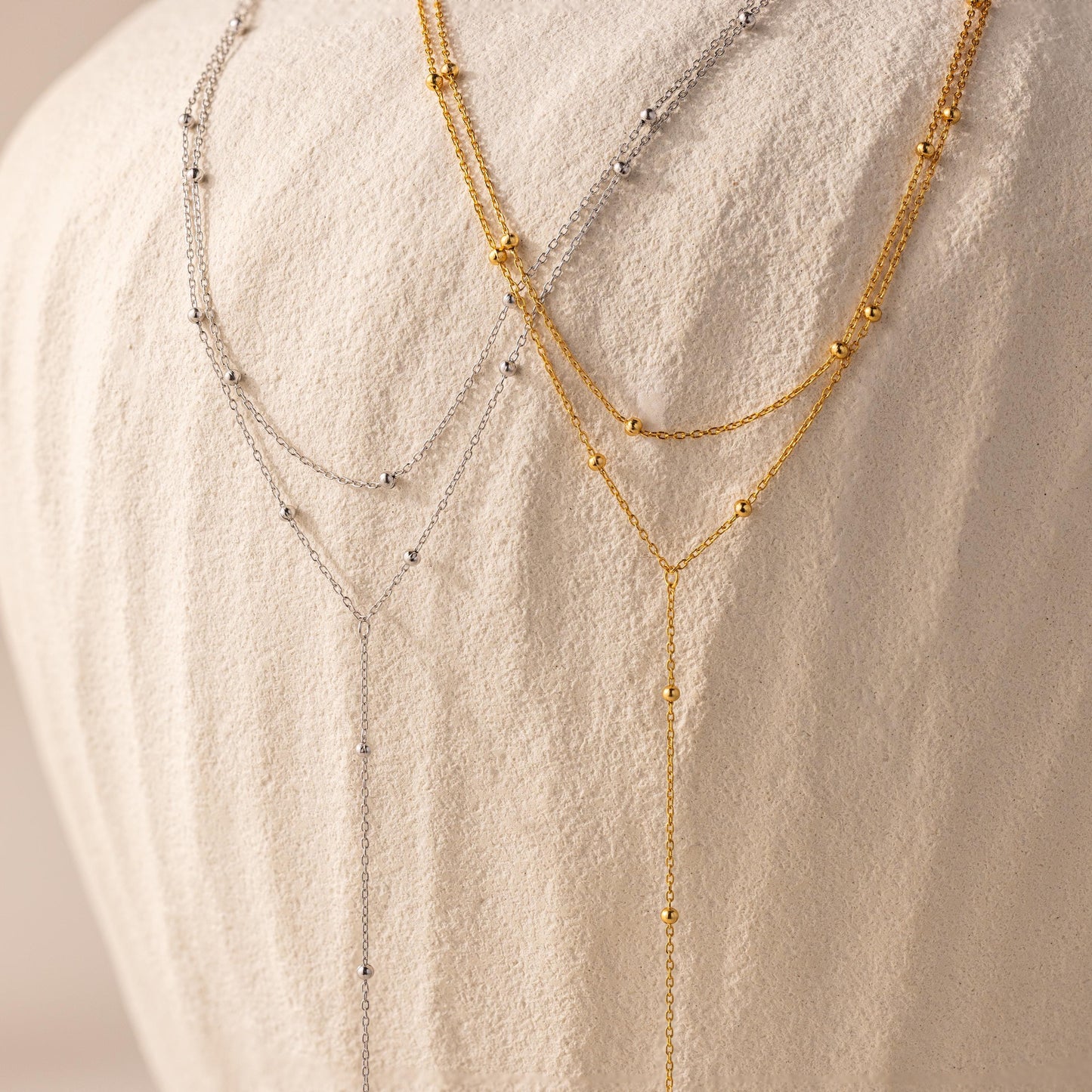 Duo Satellite Lariat Necklace