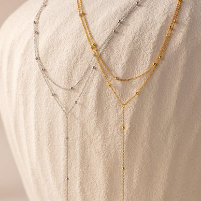 Duo Satellite Lariat Necklace