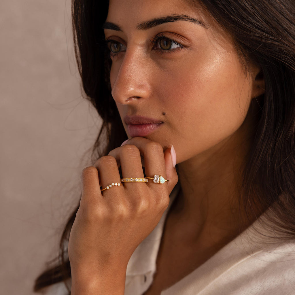 Opal Diamond Toi et Moi Ring