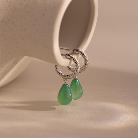 Twisted Jade Hoops