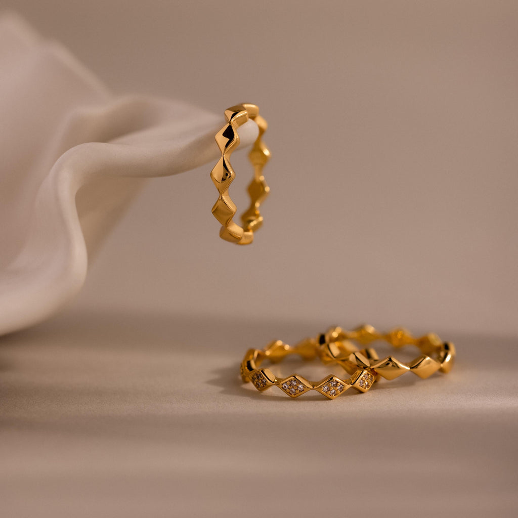 Diamond Wave Eternity Ring Set