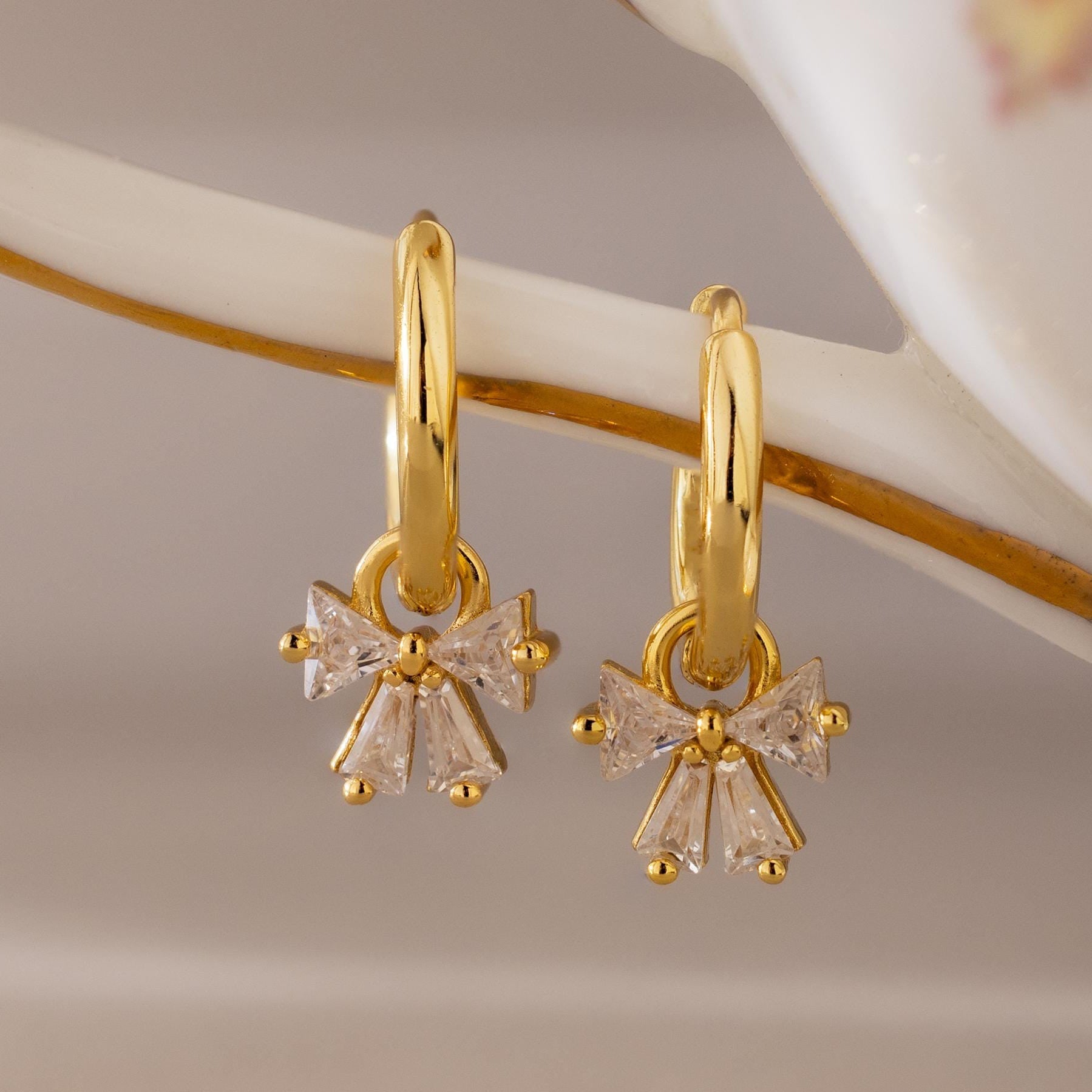 Diamond Bow Hoops