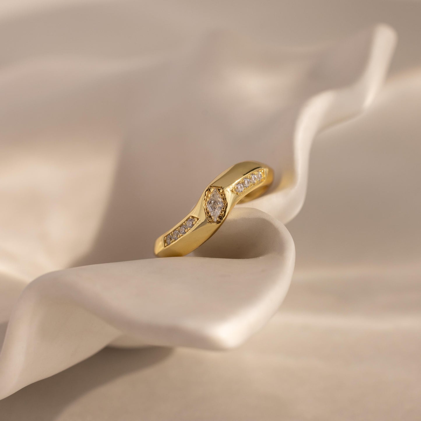 Art Deco Diamond Wave Ring