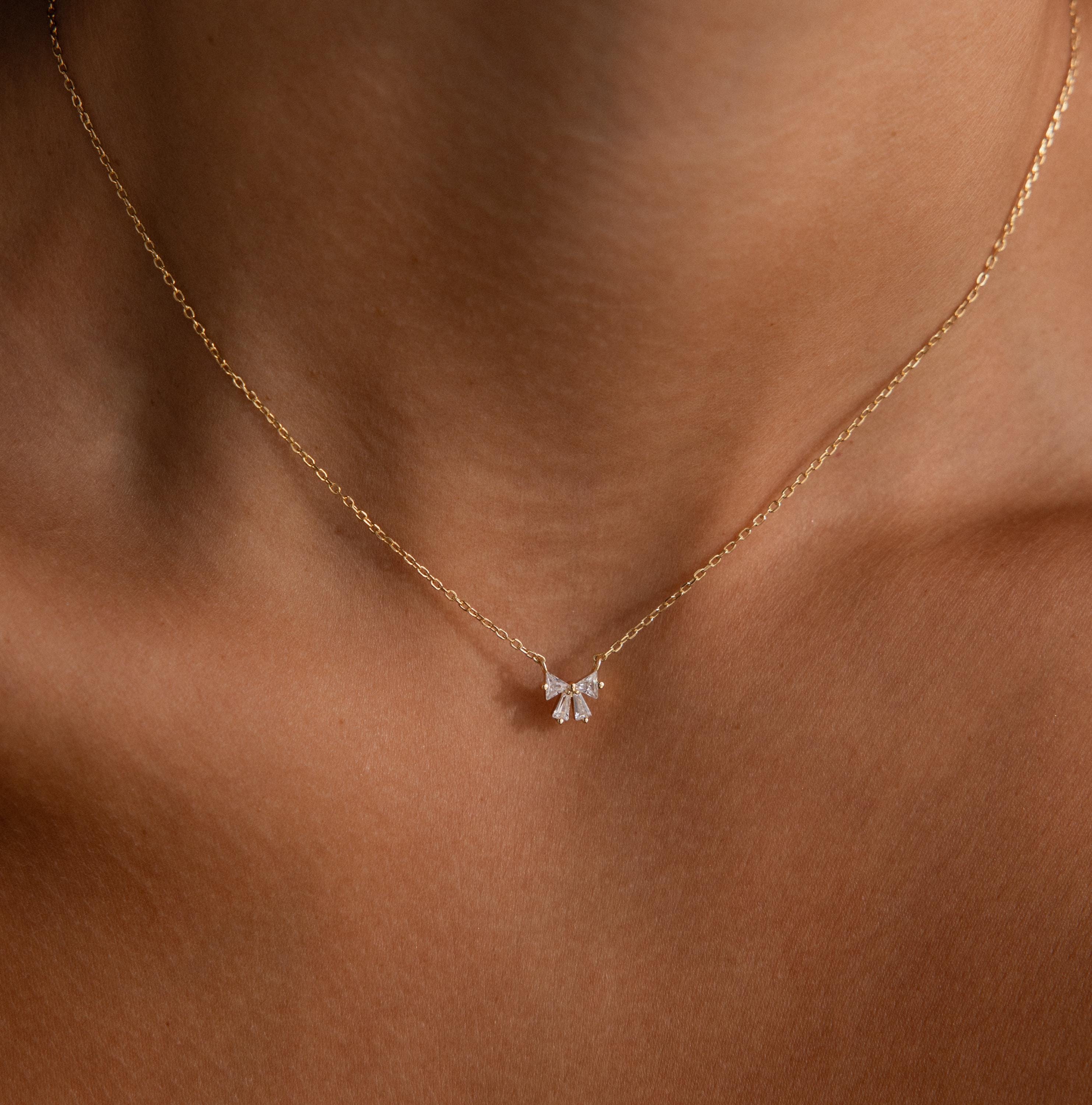 Diamond Bow Necklace