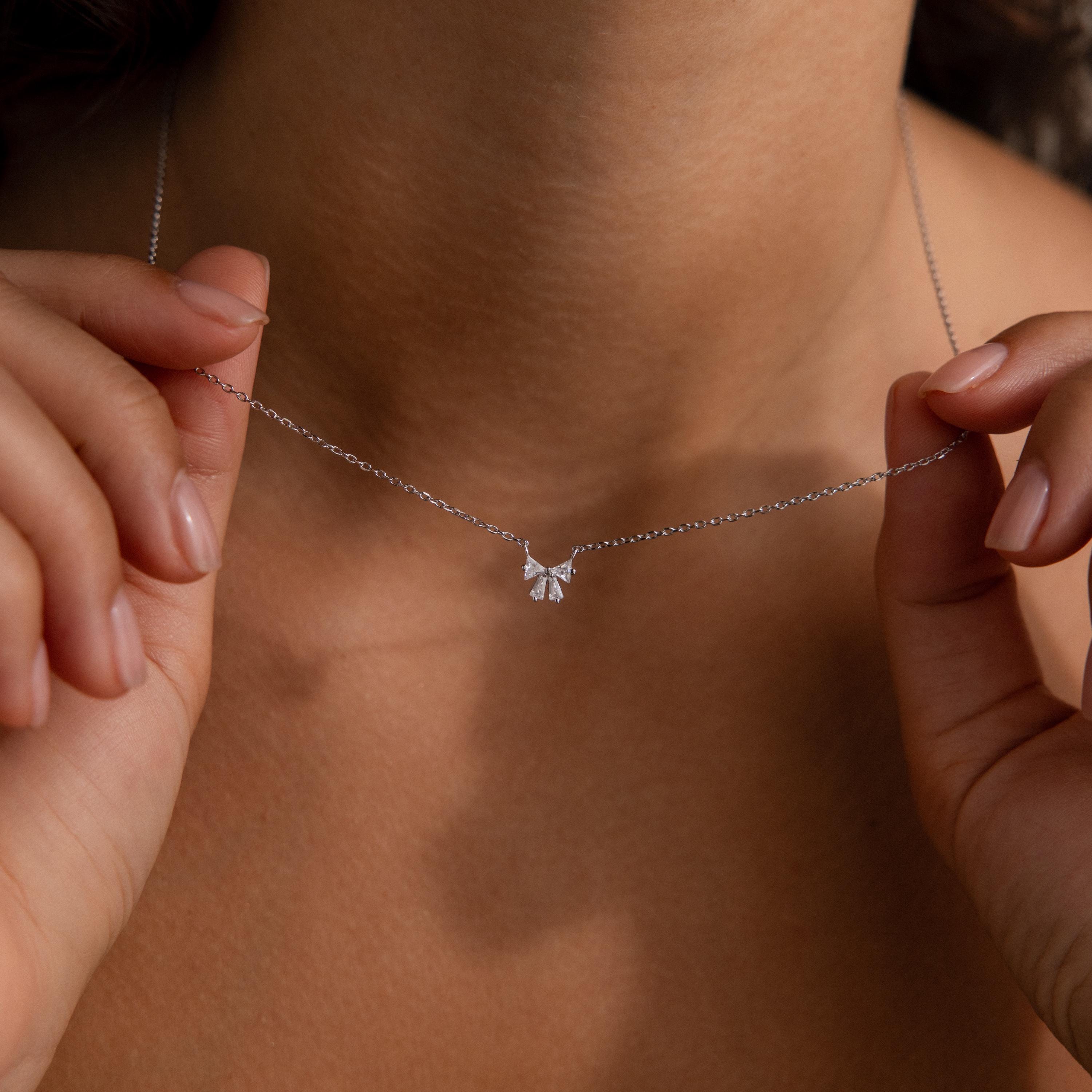 Diamond Bow Necklace