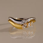 Mixed Metal Diamond Curve Ring Set