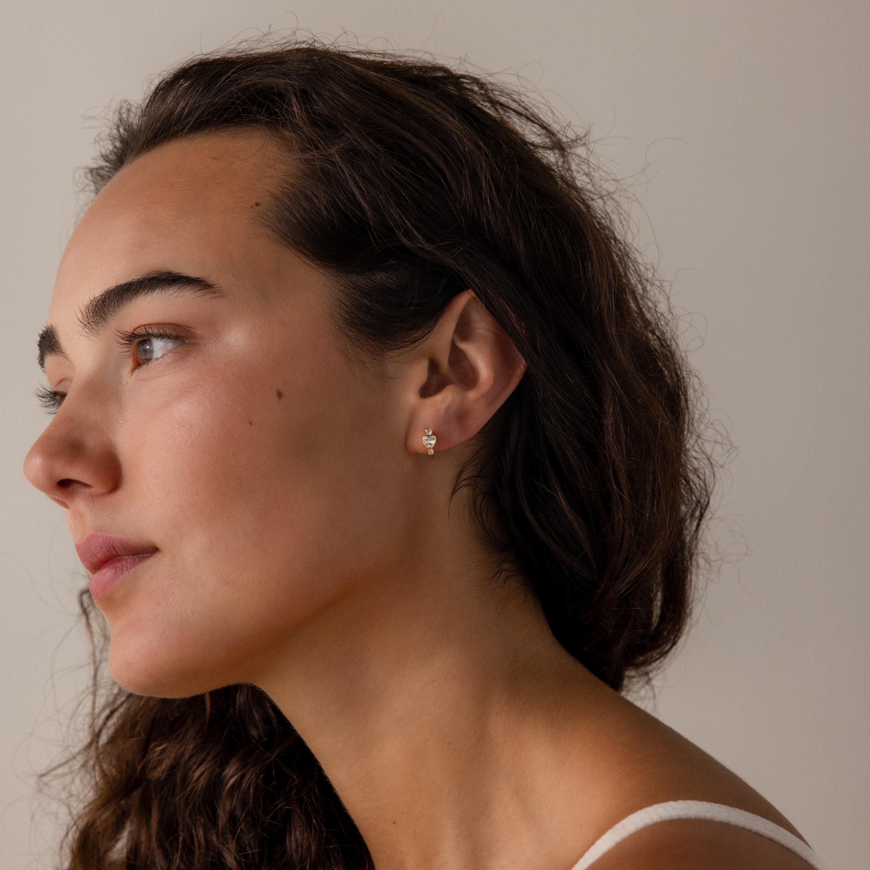 Birthstone Heart Hoops