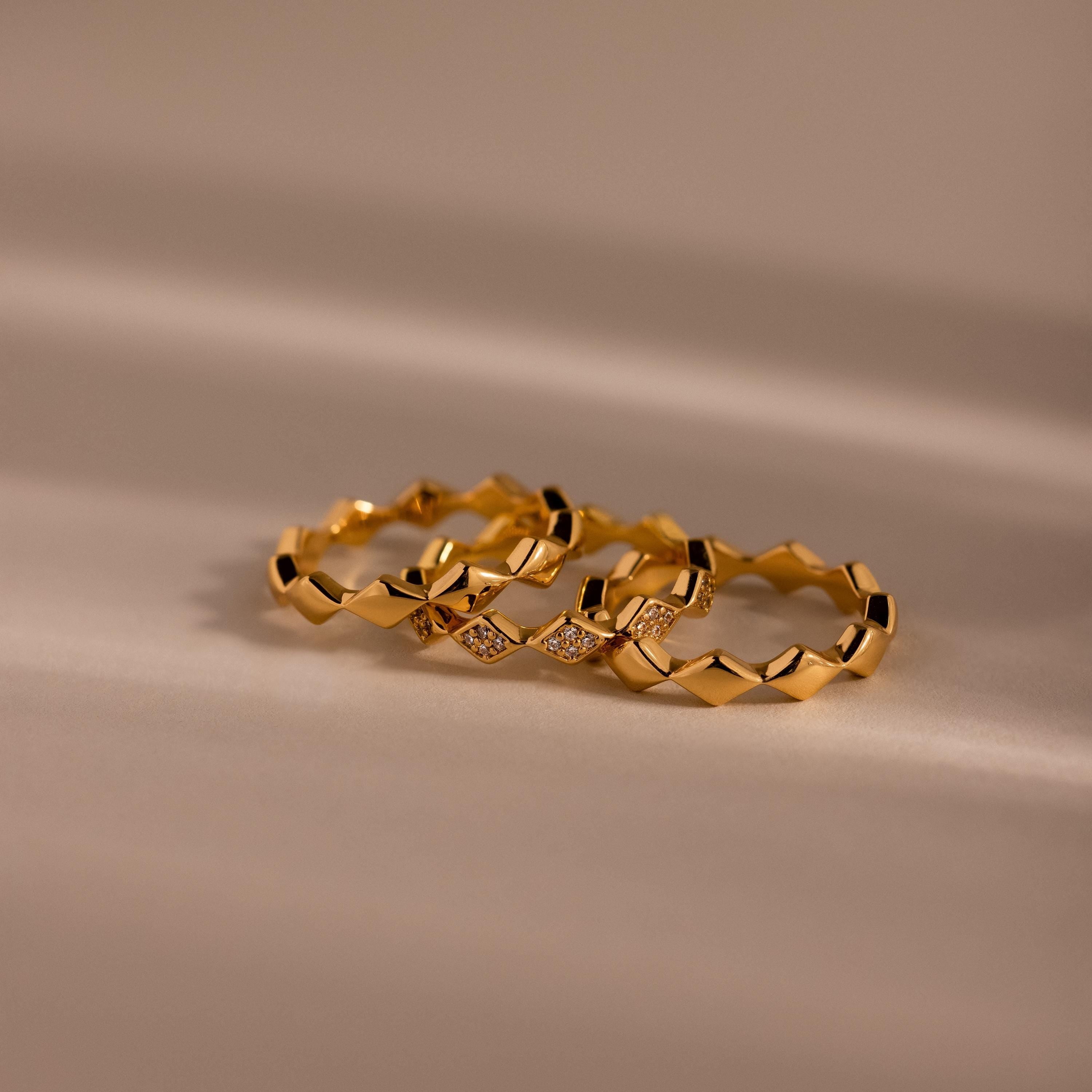 Diamond Wave Eternity Ring Set