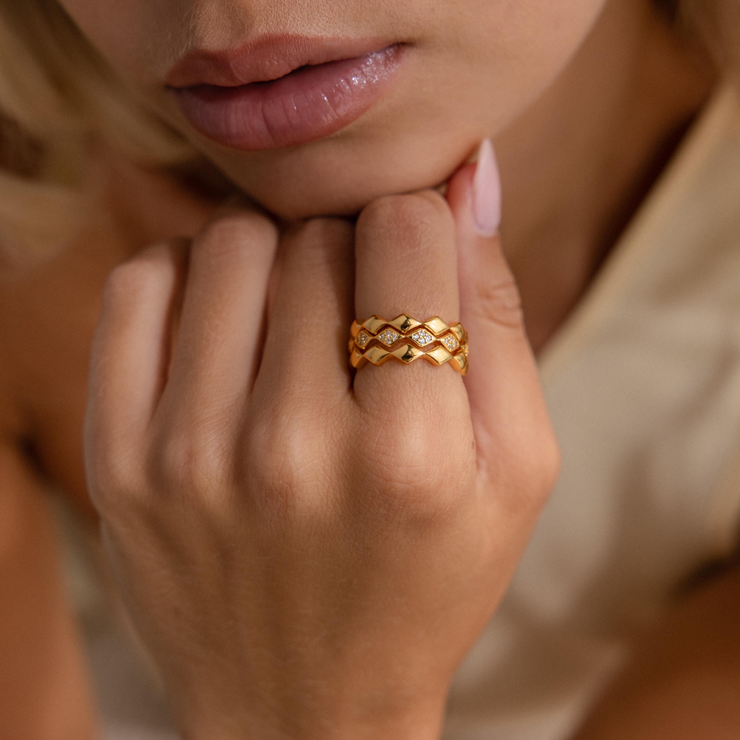 Diamond Wave Eternity Ring Set