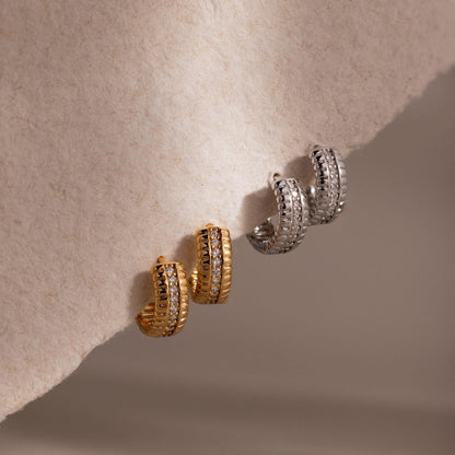 Ribbed Pave Huggies