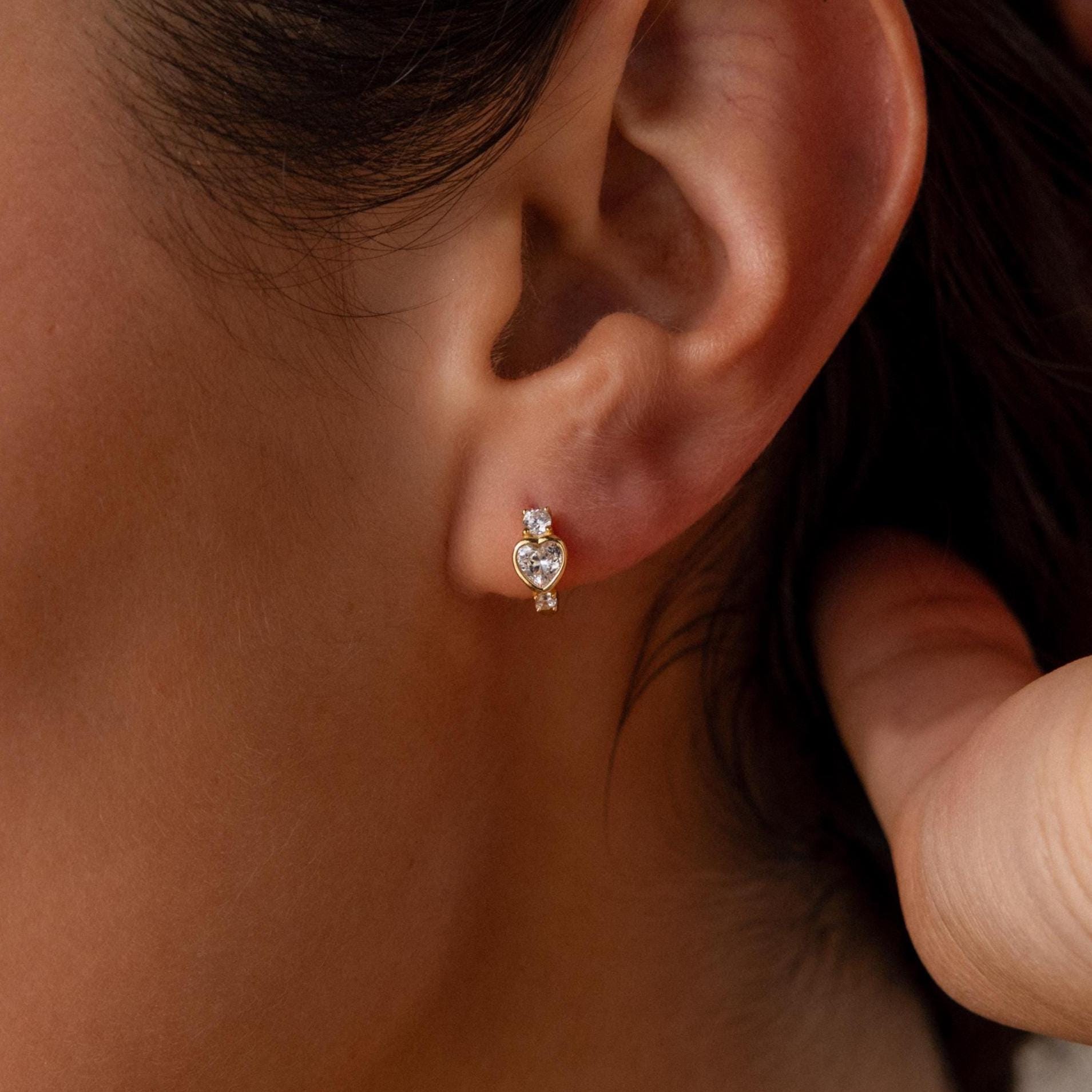 Birthstone Heart Hoops