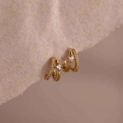 Pave Diamond Duo Huggies