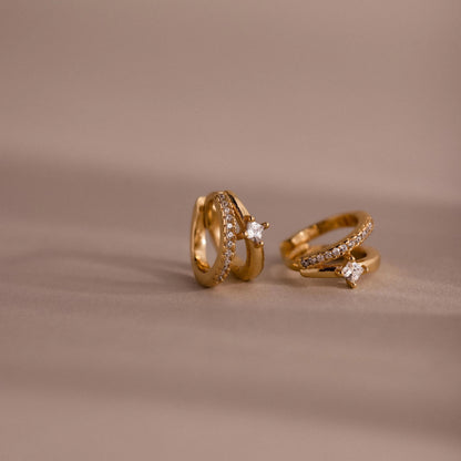 Pave Diamond Duo Huggies