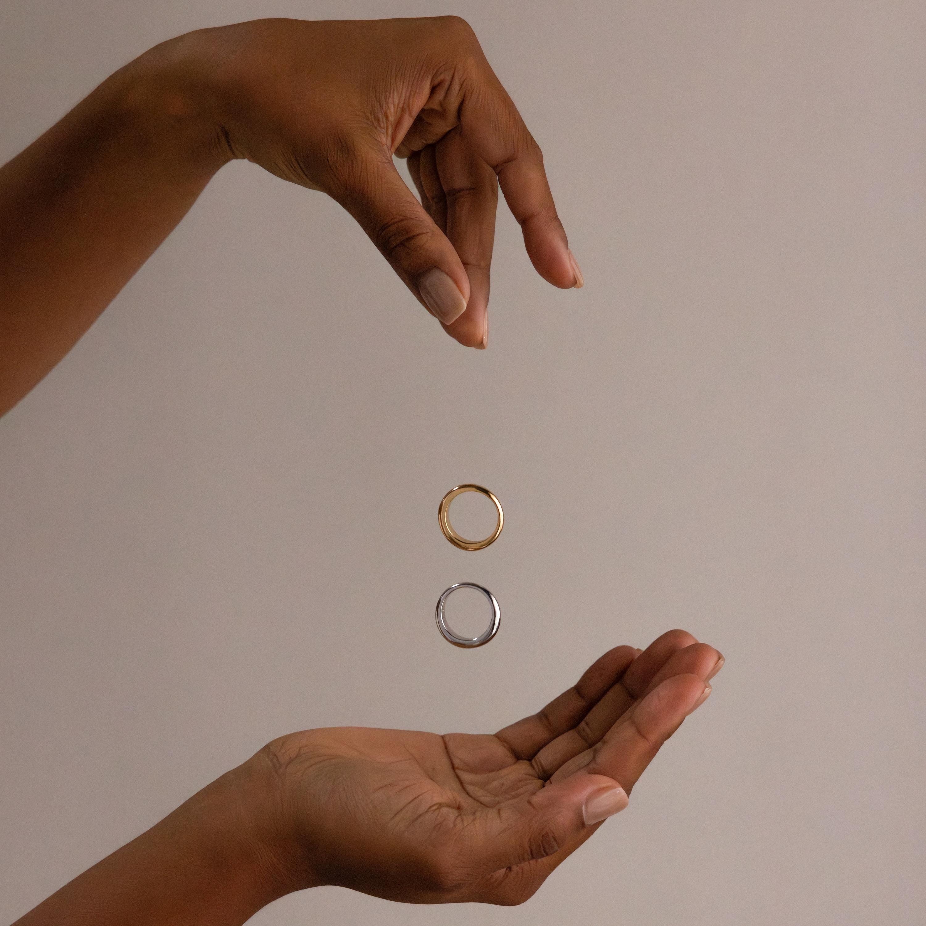 Mixed Metal Dome Ring Set