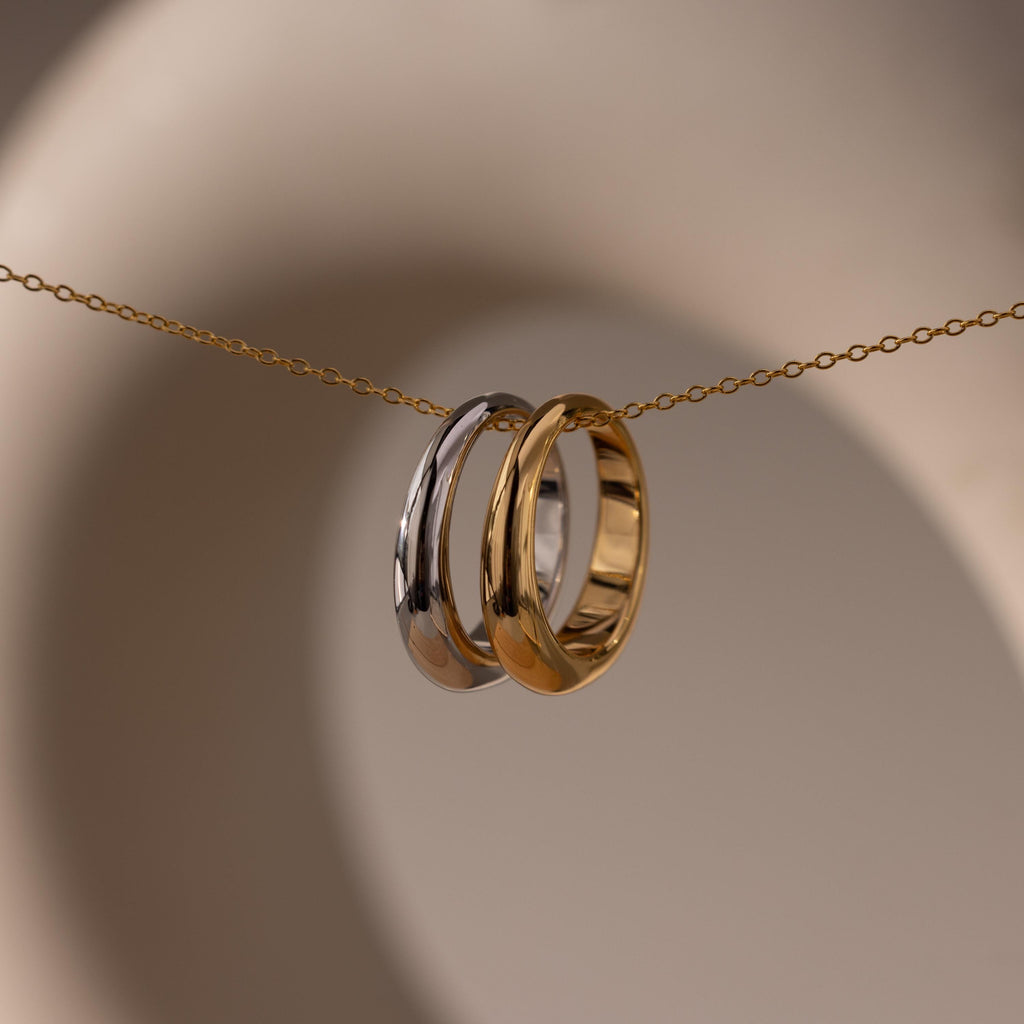 Mixed Metal Dome Ring Set