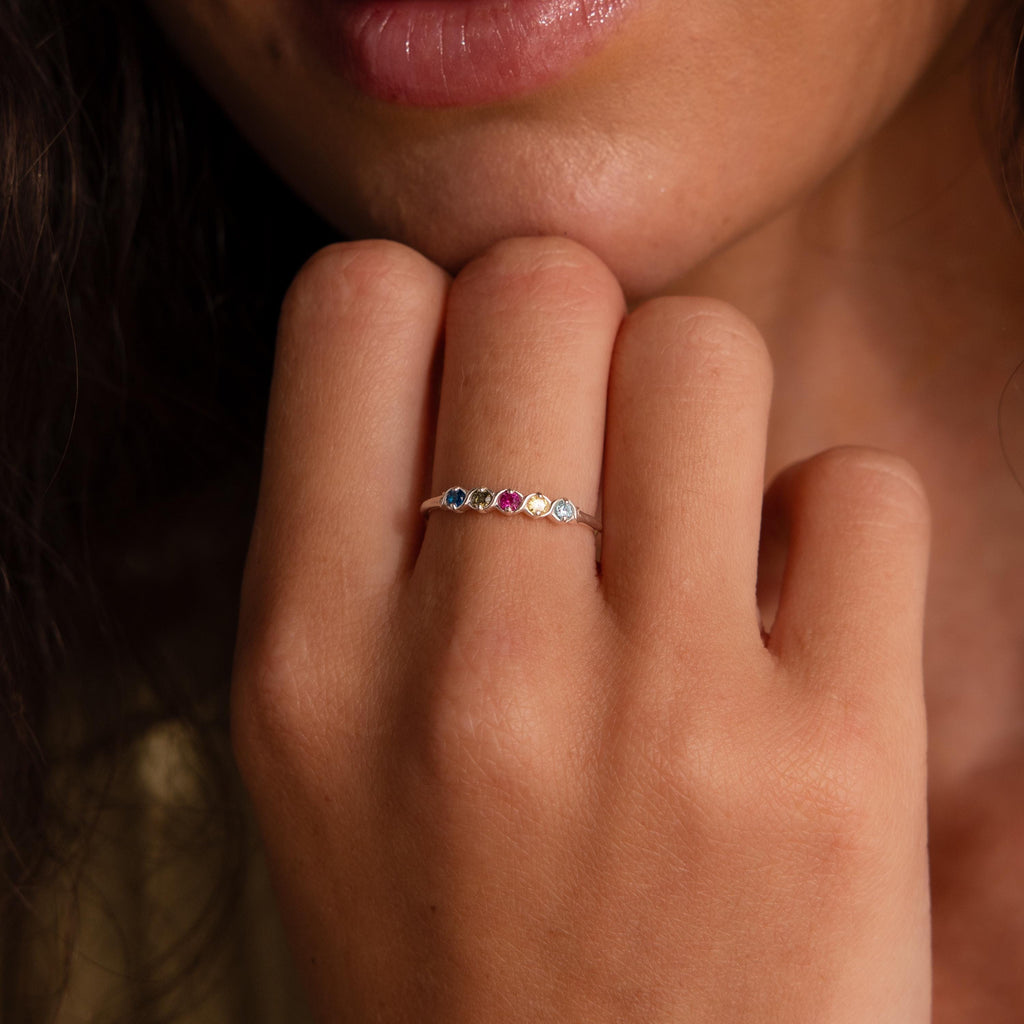 Woven Multiple Birthstone Ring