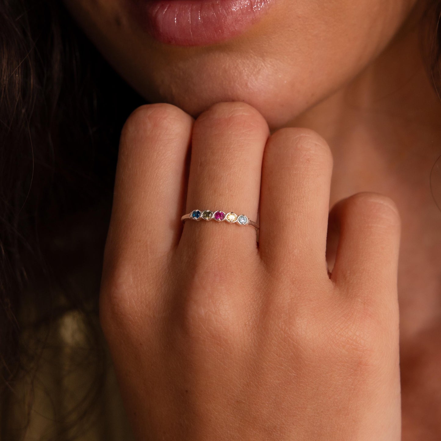 Woven Multiple Birthstone Ring