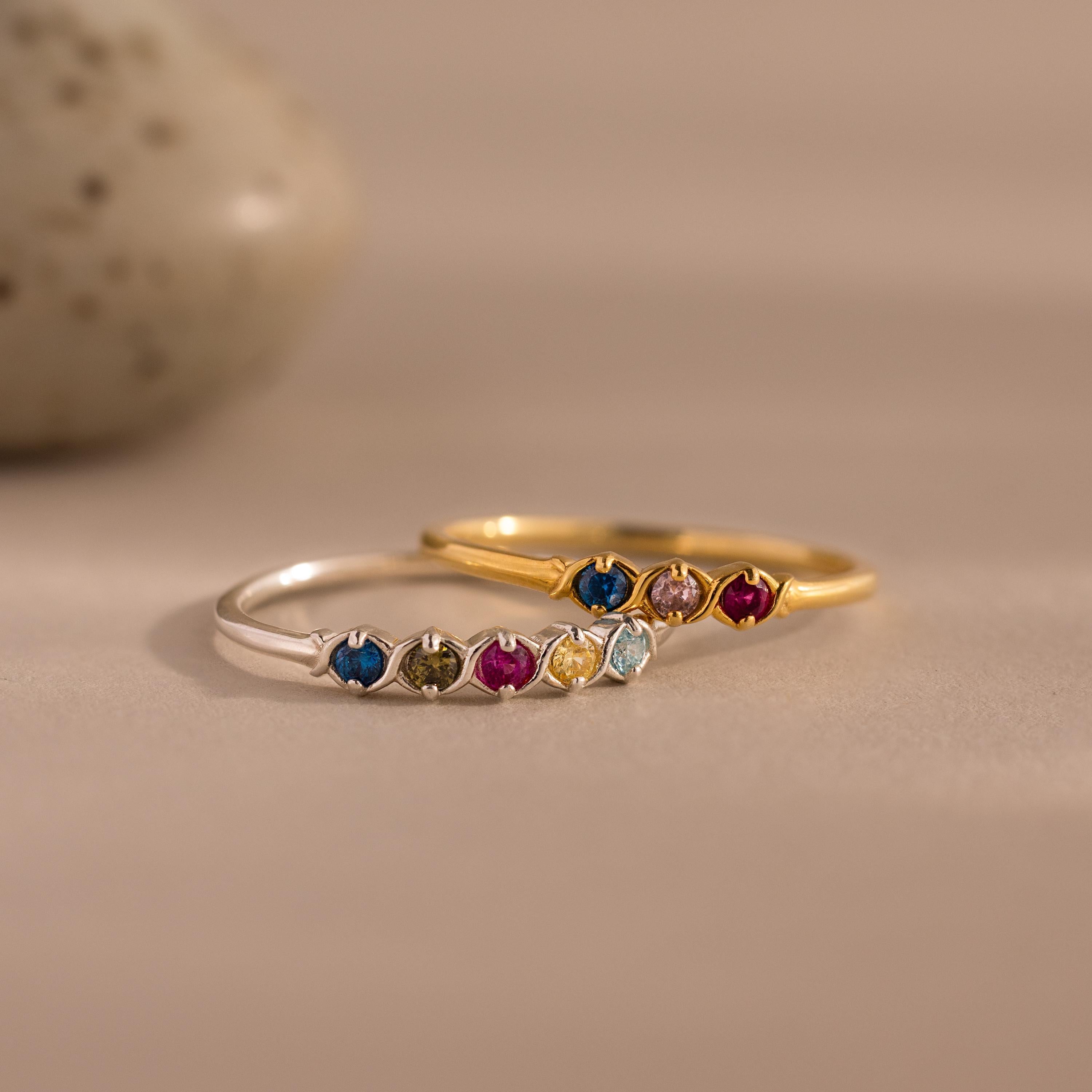 Woven Multiple Birthstone Ring