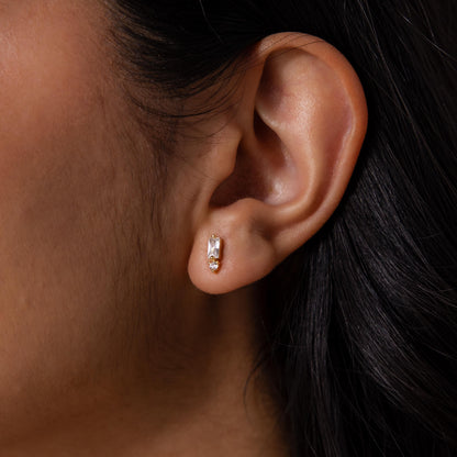 Baguette Birthstone Drop Studs