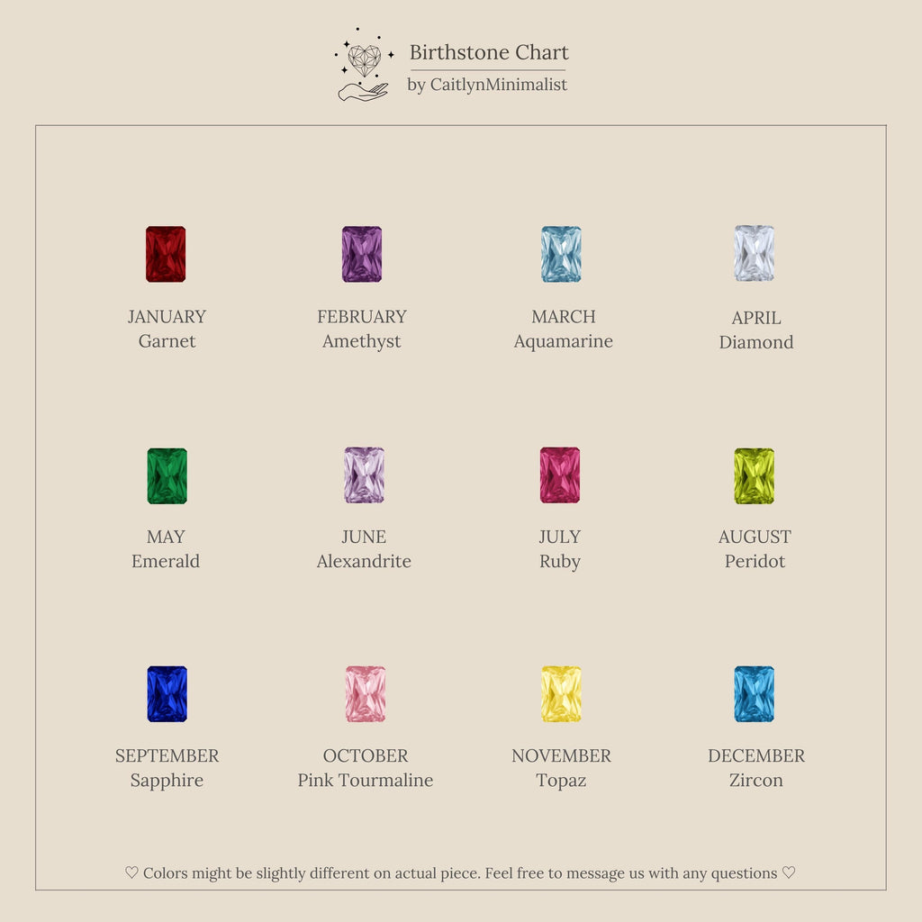 Baguette Birthstone Drop Studs