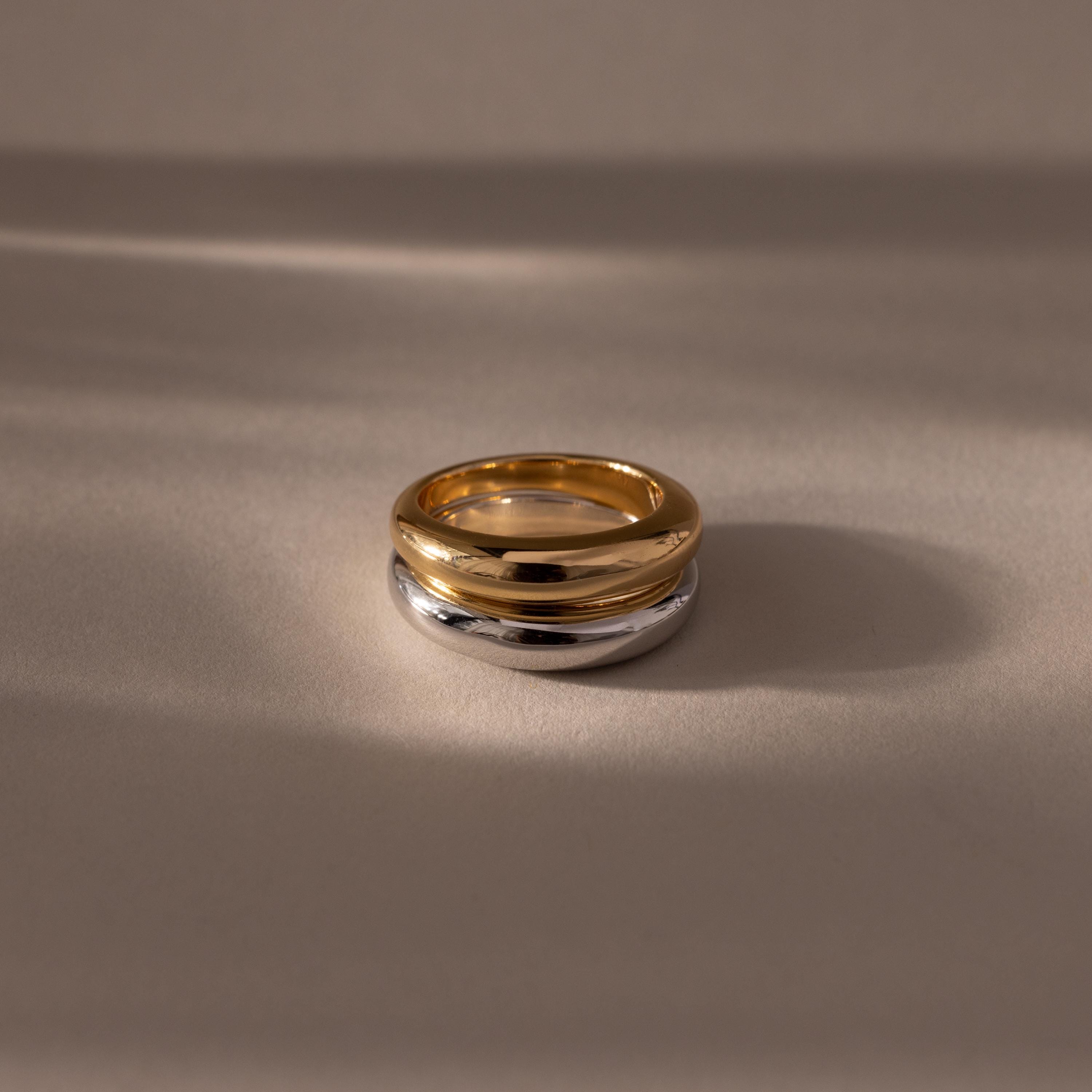 Mixed Metal Dome Ring Set
