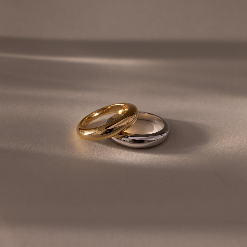 Mixed Metal Dome Ring Set