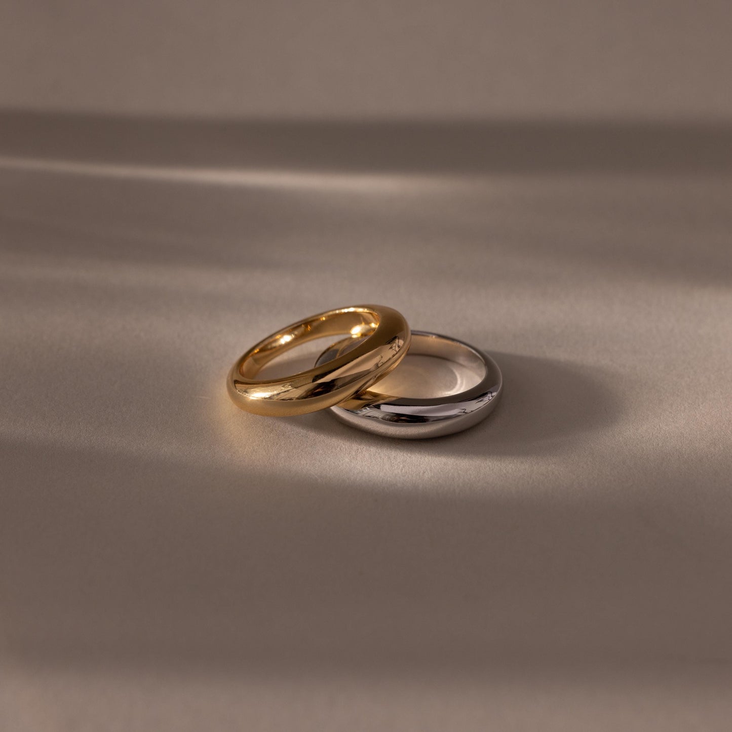 Mixed Metal Dome Ring Set