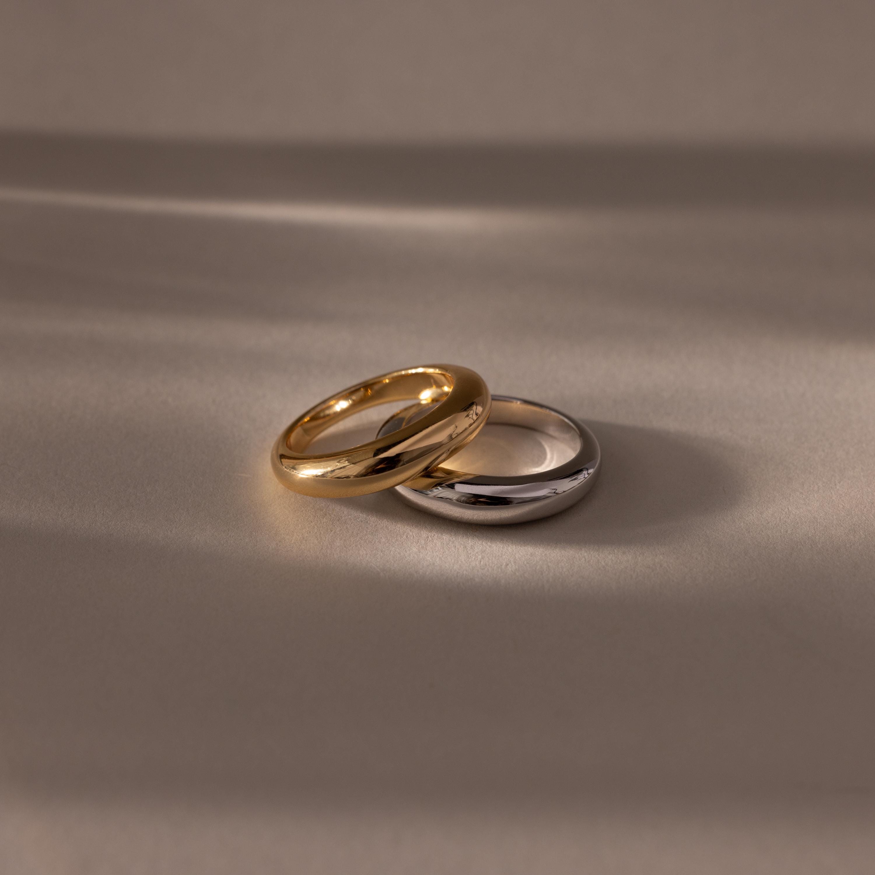 Mixed Metal Dome Ring Set