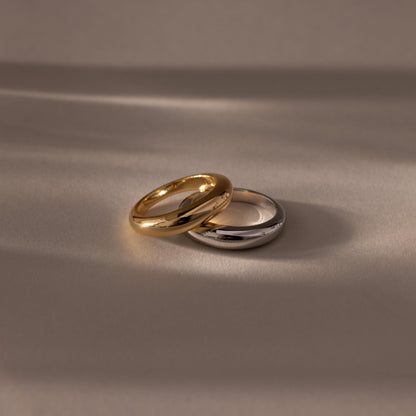 Mixed Metal Dome Ring Set