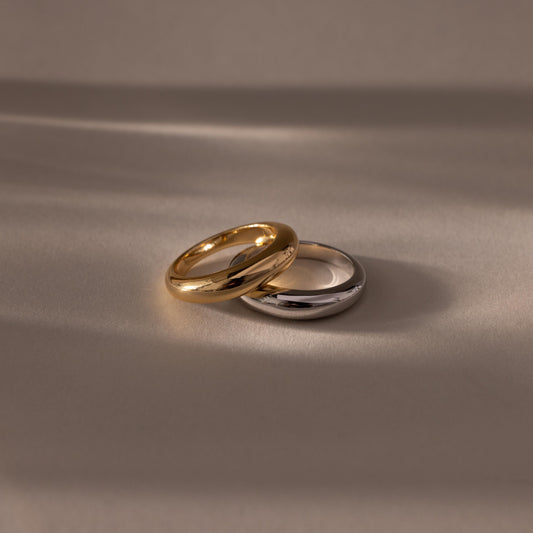 Mixed Metal Dome Ring Set