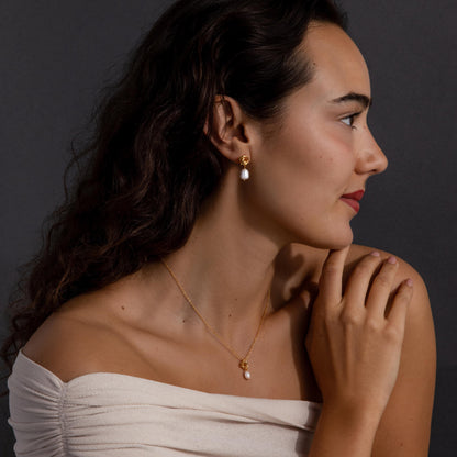 Pearl Knot Necklace & Earrings Set