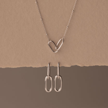 Linked Charm Necklace and Earrings Set