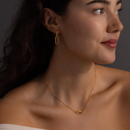 Linked Charm Necklace and Earrings Set