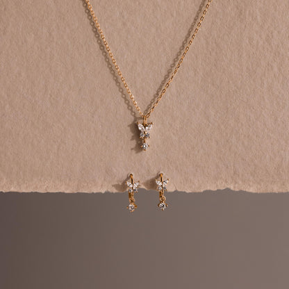 Diamond Butterfly Necklace & Earrings Set