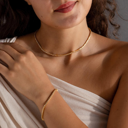 Diamond Bezel Tennis Necklace & Bracelet Set
