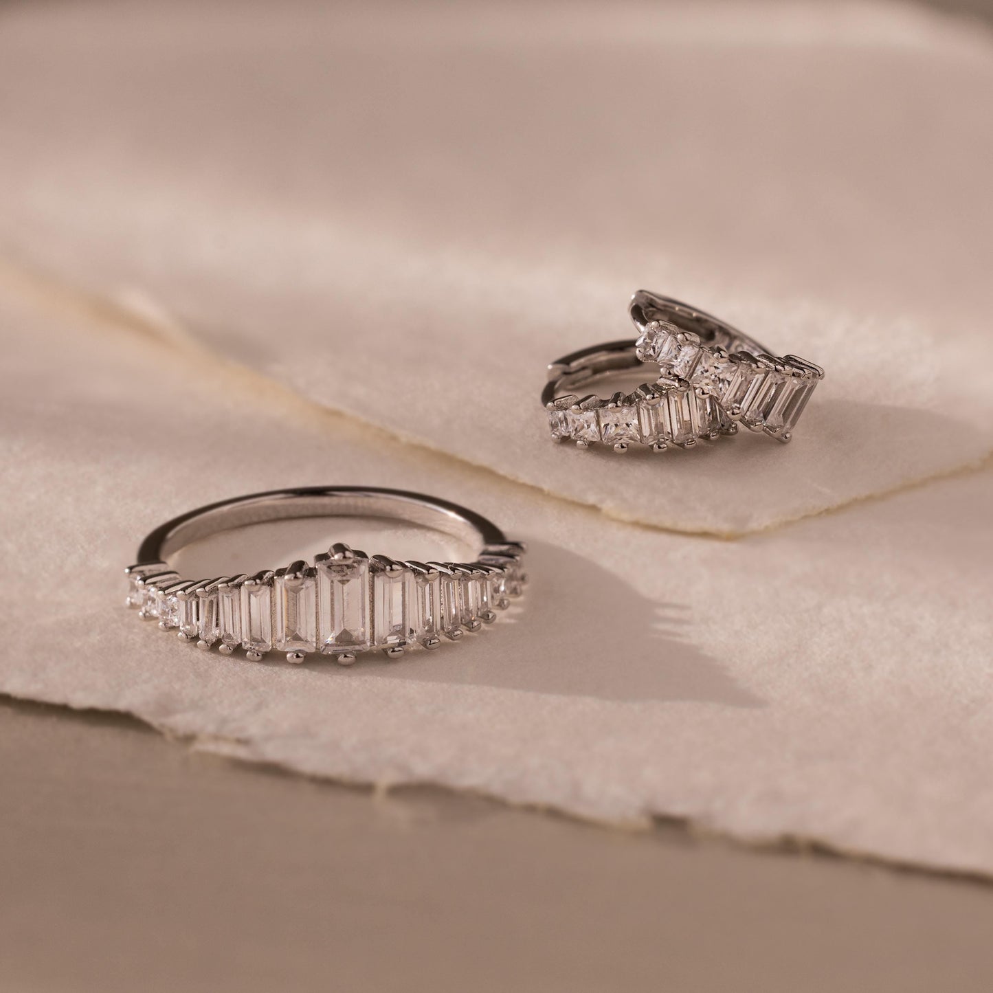 Art Deco Diamond Earrings & Ring Set